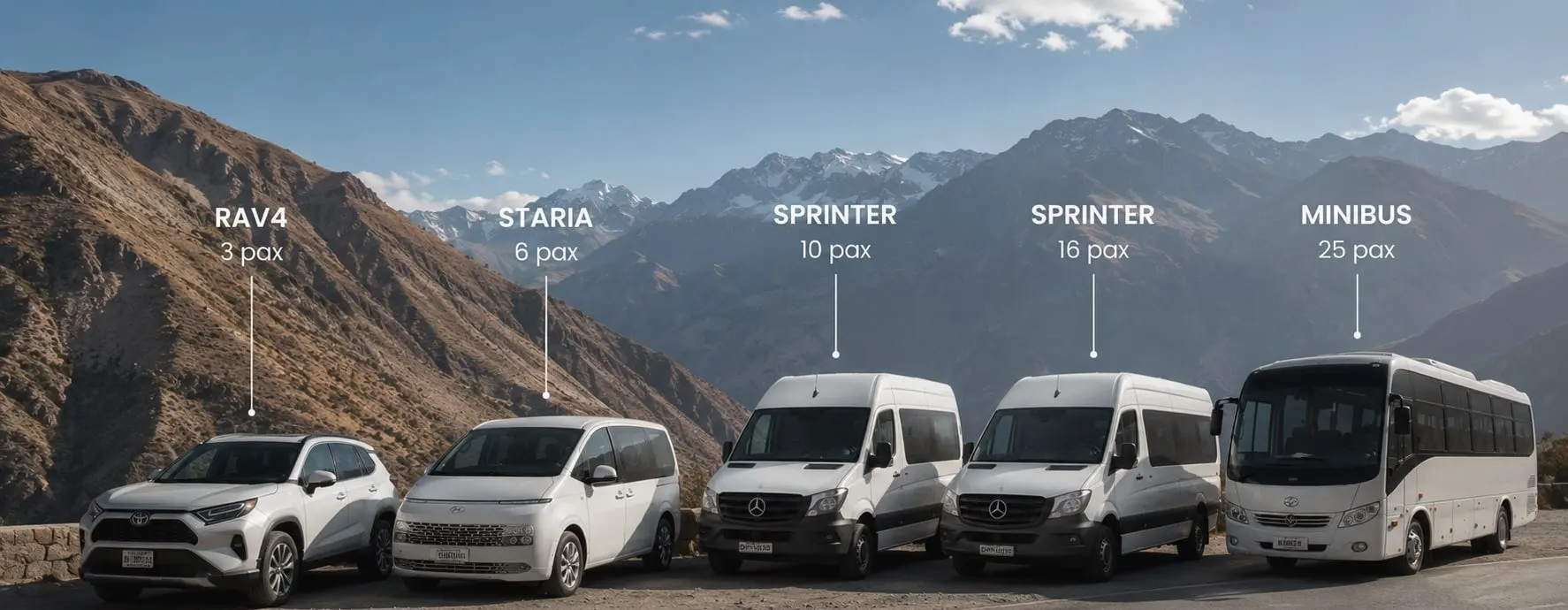 Flota Suyo Tours: RAV4, Staria, Sprinter y minibús